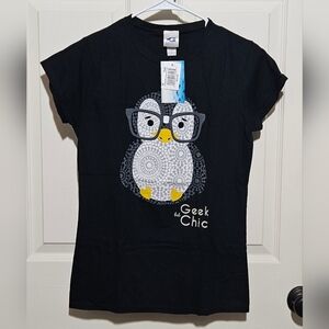 Black Georgia Aquarium Geek Chic Penguin T-Shirt
